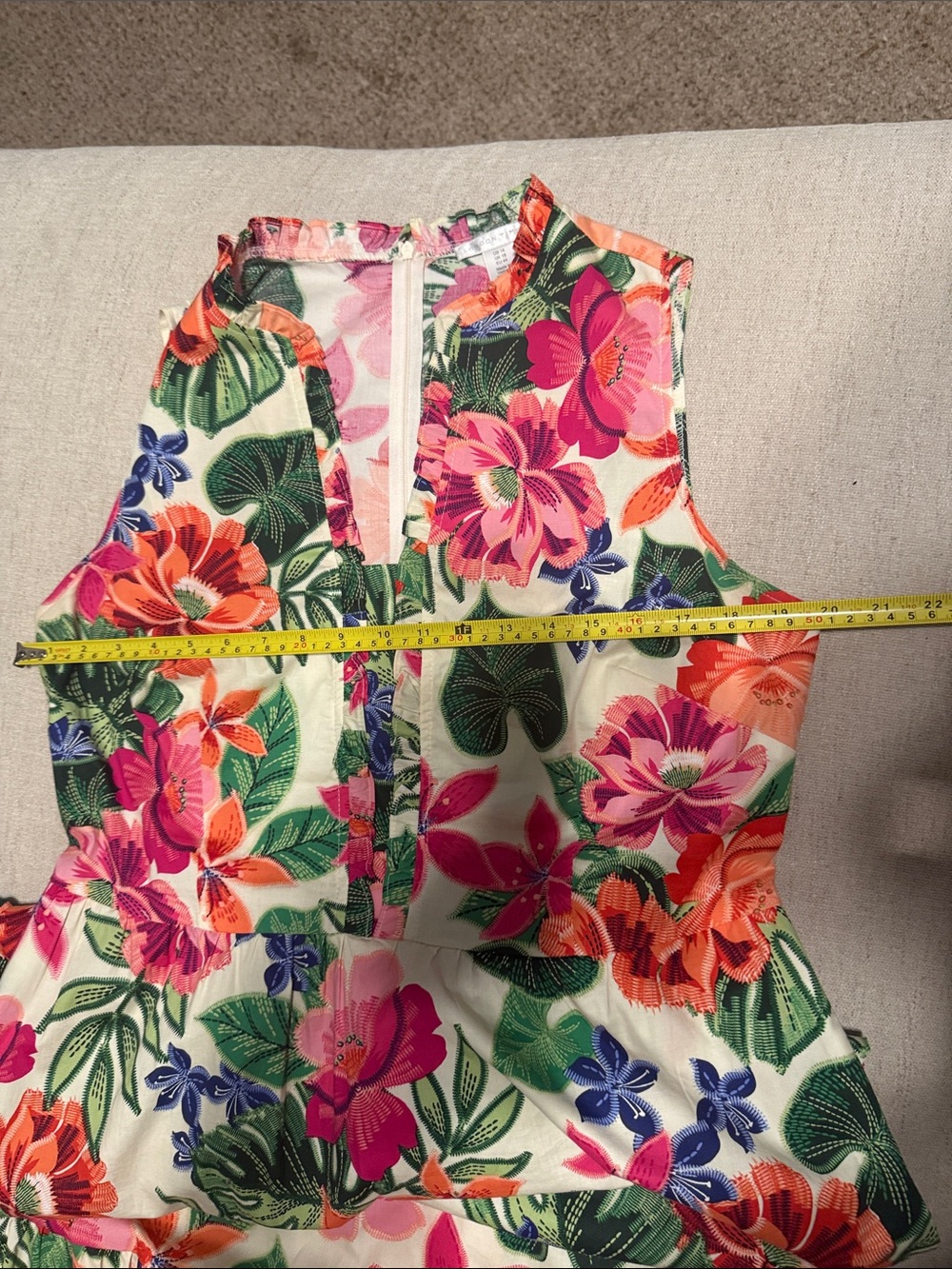 London Times Cream Floral Maxi Dress with Pink, Orange & Green - Picture 10 of 11